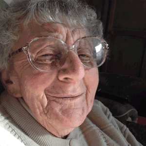 Grandma, laughing
